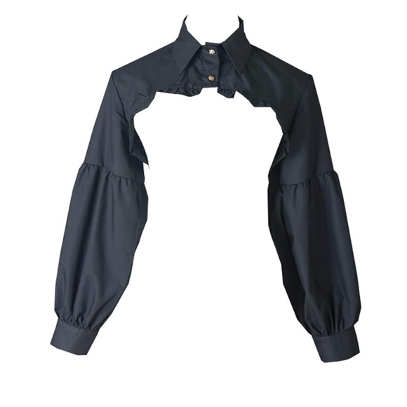 Tops - NIP Black Two Button Long Sleeve Dickey One Size